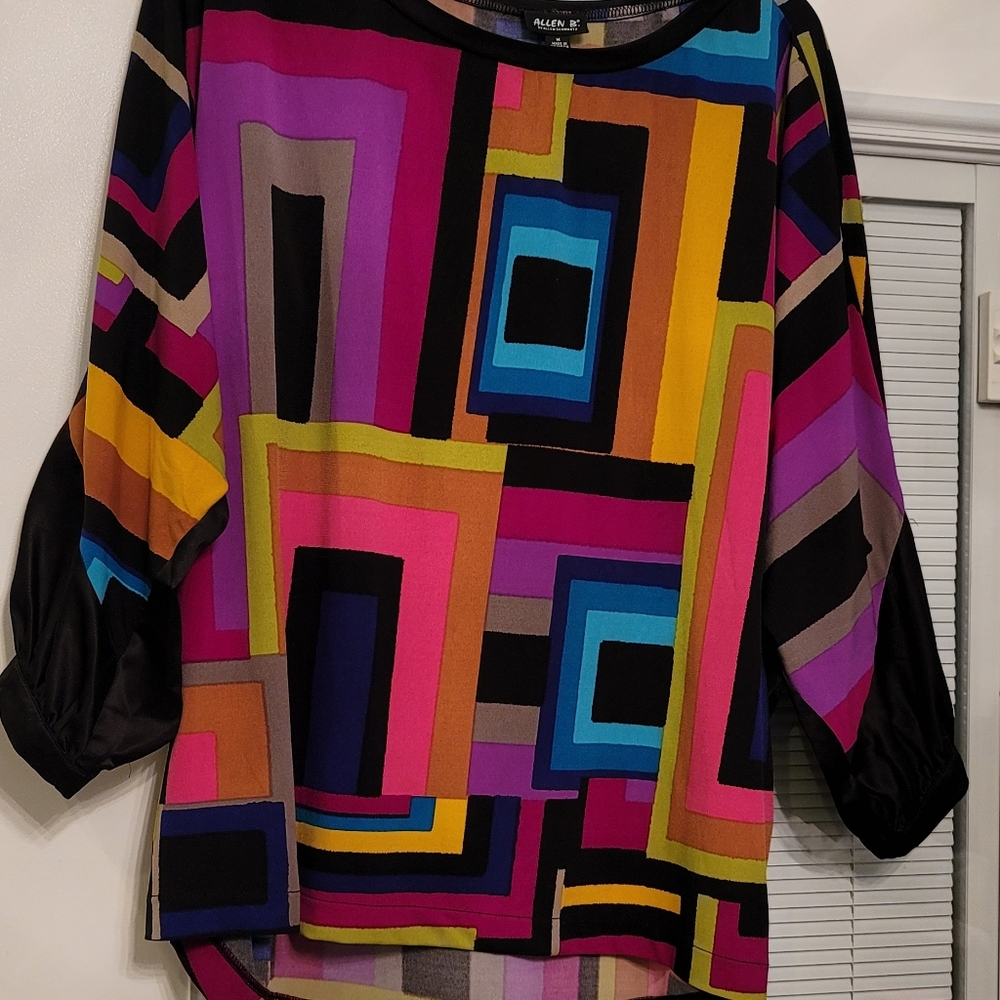 Womens Allen B. Size M Retro Colorblock Design Top